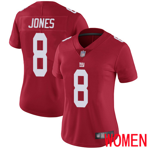 Women New York Giants #8 Daniel Jones Red Limited Red Inverted Legend Football NFL Jersey->women nfl jersey->Women Jersey